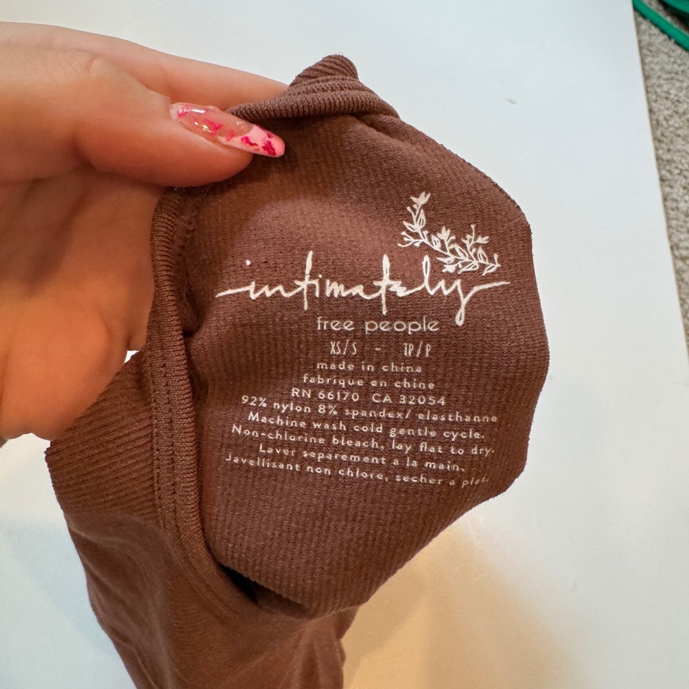 Free People Intimately Brown Ribbed Seamless Racerback Tank Top XS/S - Picture 3 of 3
